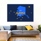 Alaska Map with Gold Stars Wall Art
