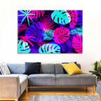 Neon Tropical Leaves Wall Art