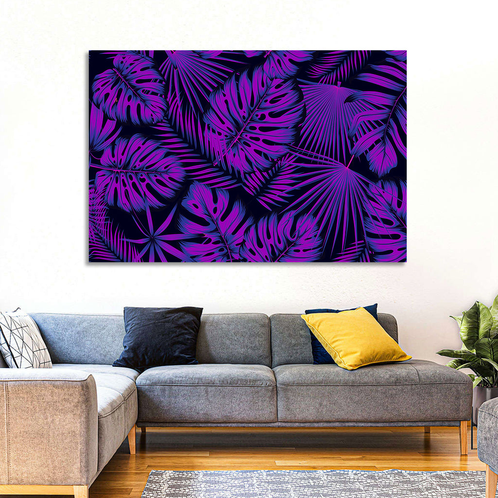 Violet Tropical Leaves Wall Art