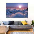 Sunset Above Snowy Mountains Wall Art