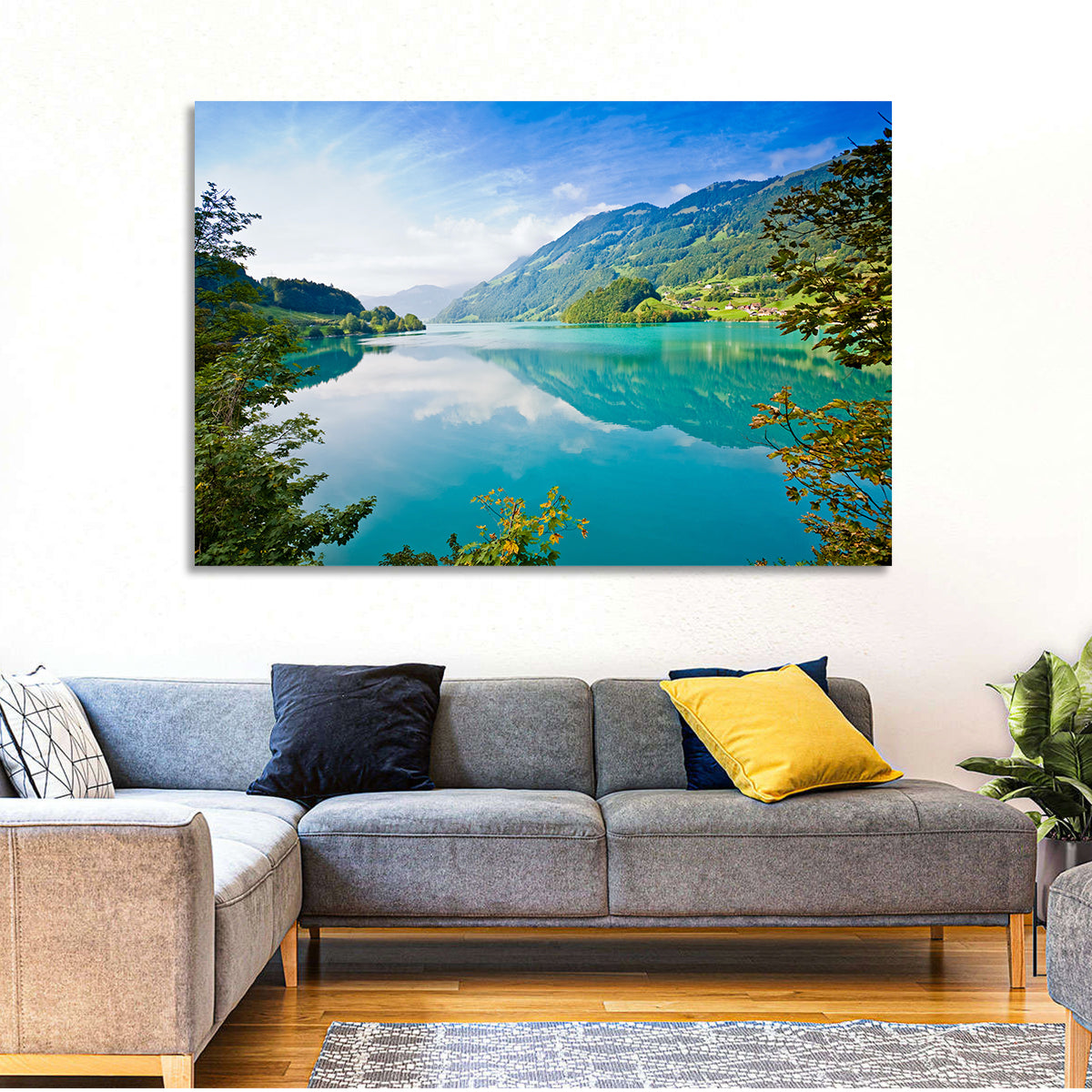 Emerald Lake Wall Art in a room, landscape