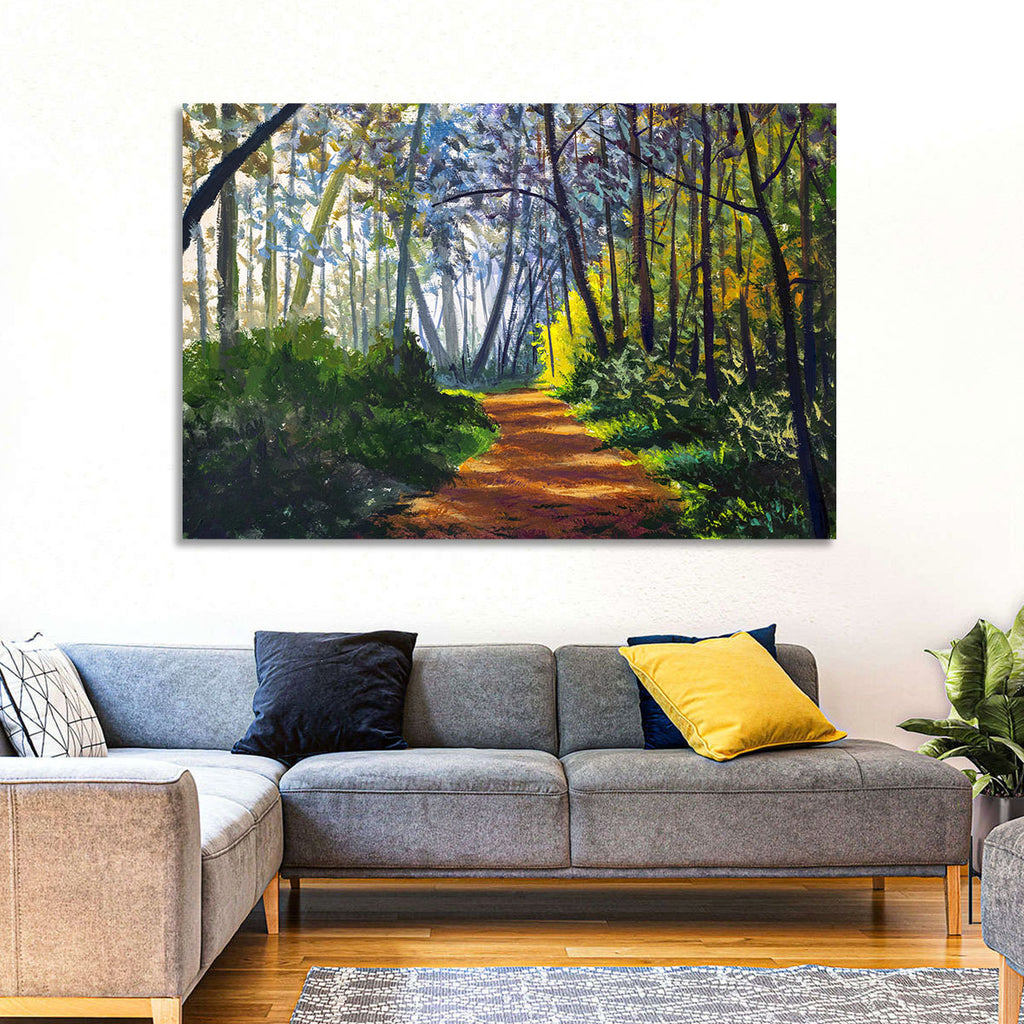 Sunlit Forest Alley Path Wall Art