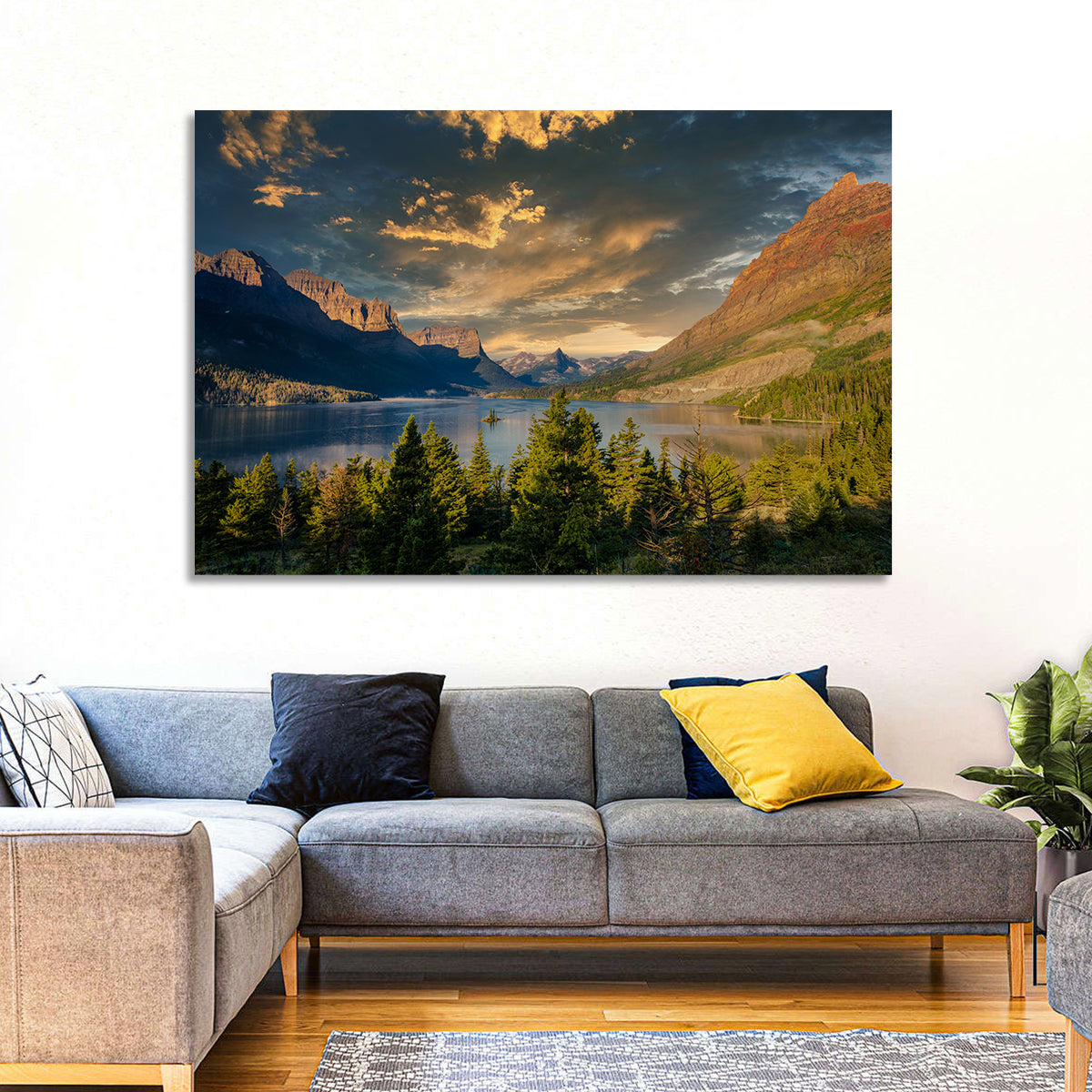 Wild Goose Island, St. Mary Lake Wall Art in a room, landscape
