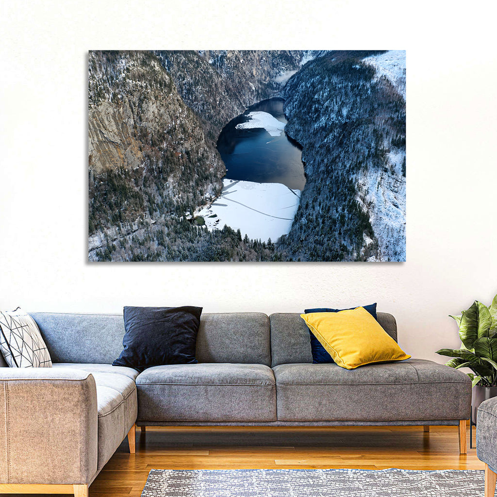 Toplitz Lake Winter Aerial Wall Art