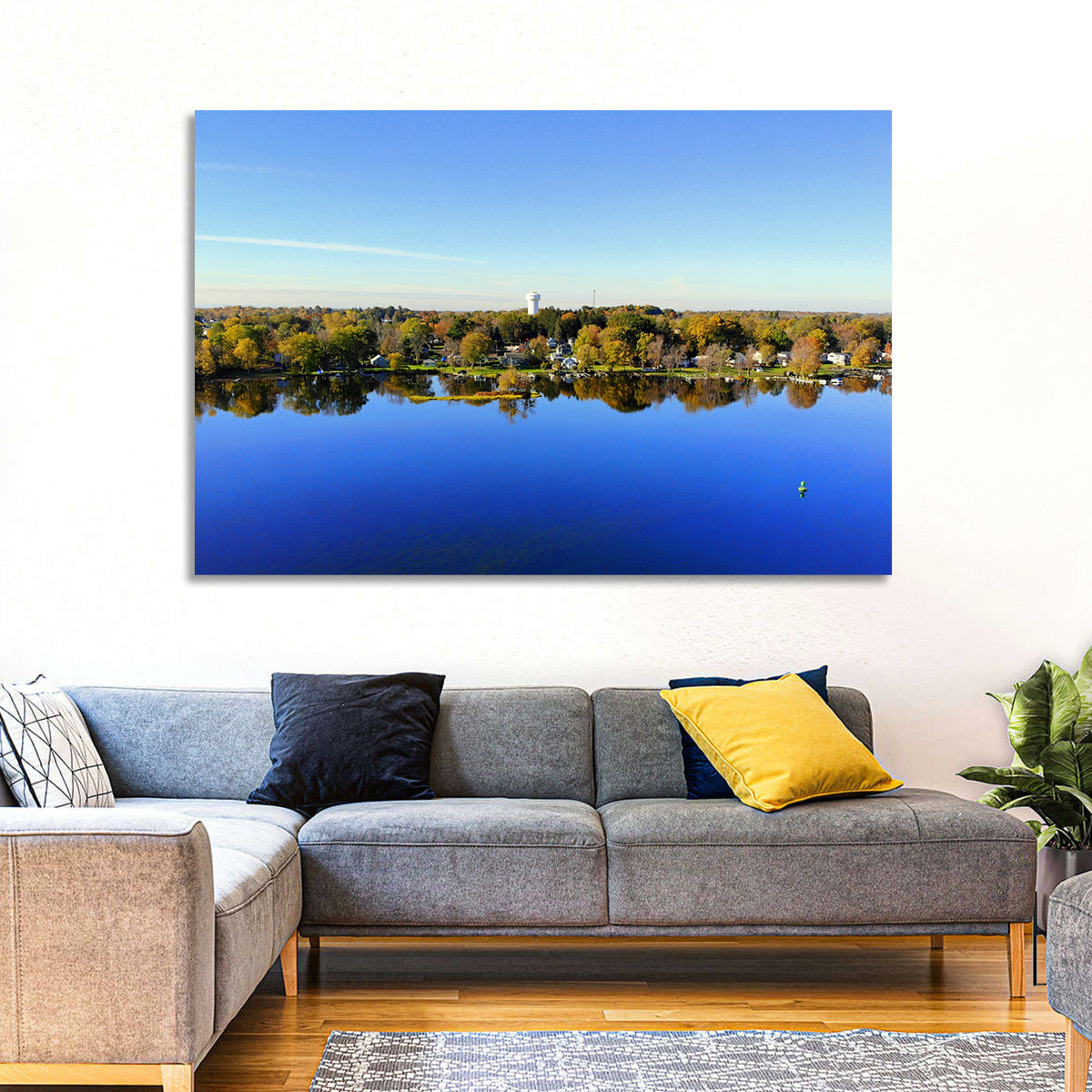 Oneida Lake Water Tower Wall Art in a room, landscape