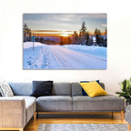 Snowy Road at Sunset Wall Art