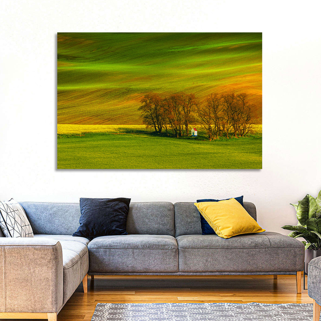 Moravian Wheat Fields with Chapel Wall Art
