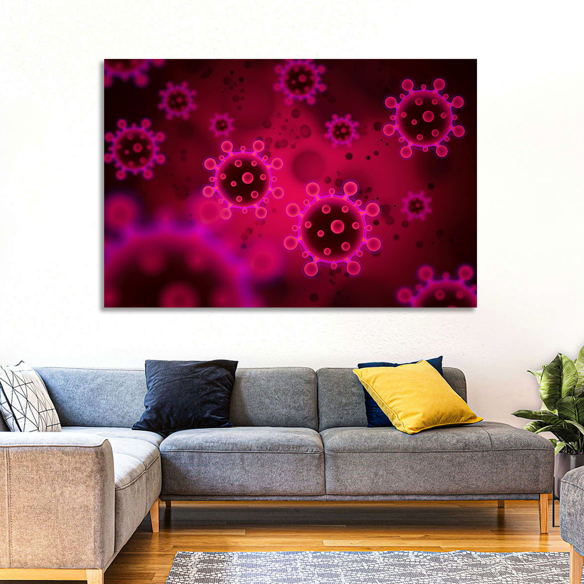 Microscopic Virus Particle Study Wall Art