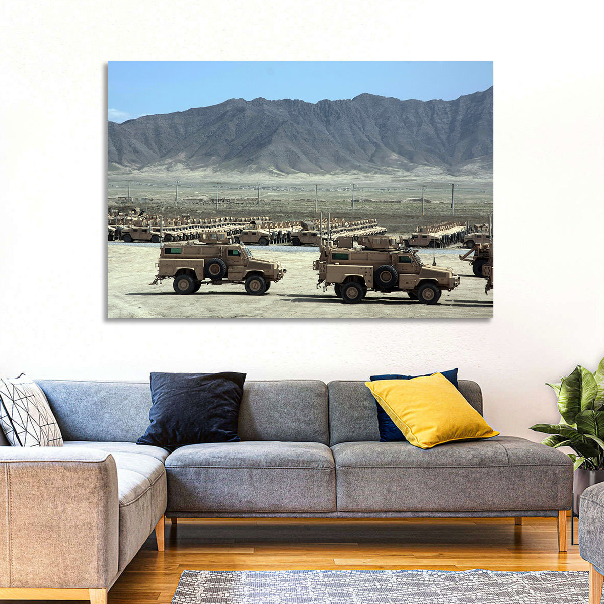 Mrap Vehicles in Desert Landscape Wall Art