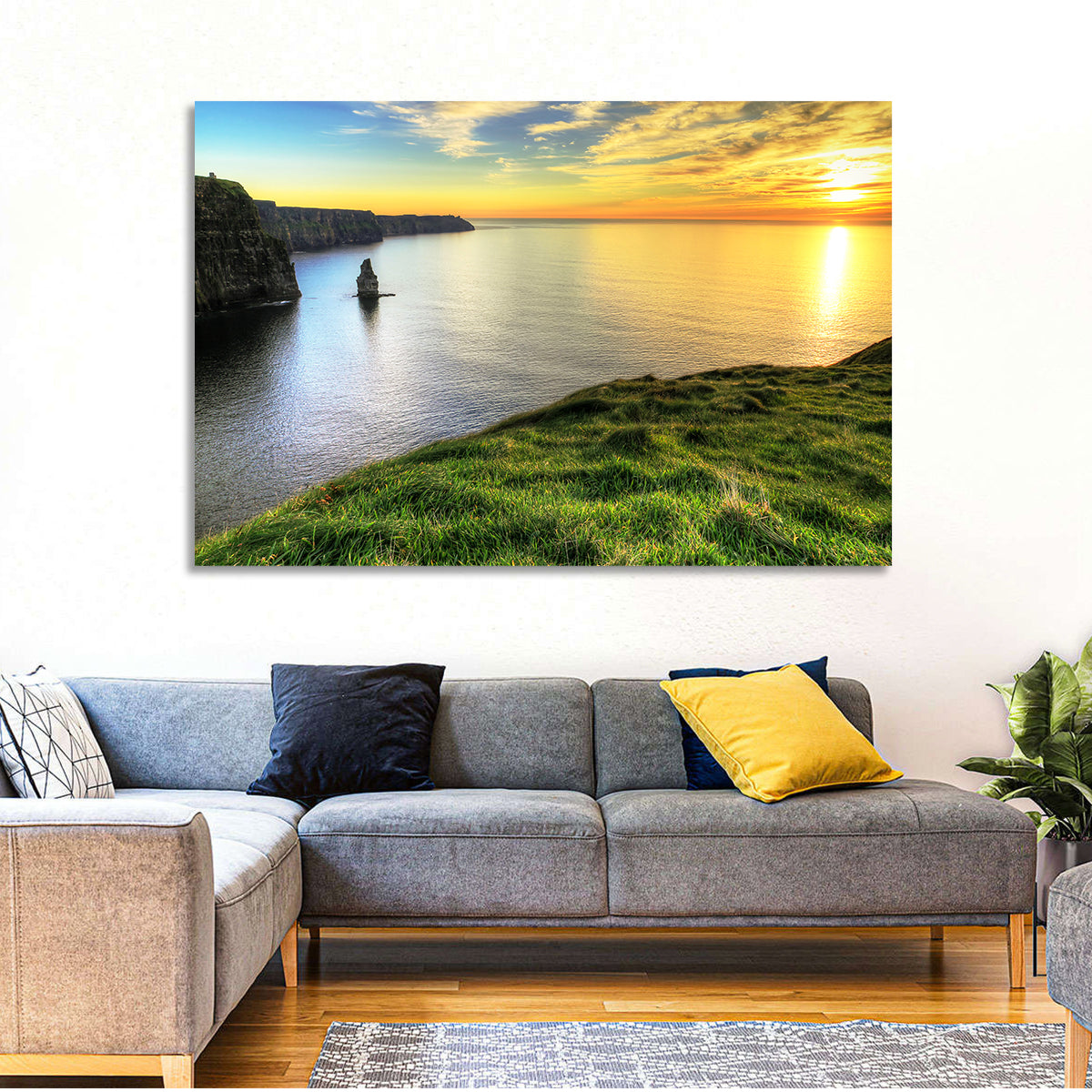 Cliffs of Moher at Sunset Wall Art in a room, landscape