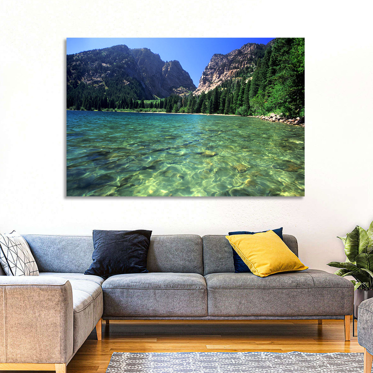Phelps Lake Landscape Wall Art in a room, landscape