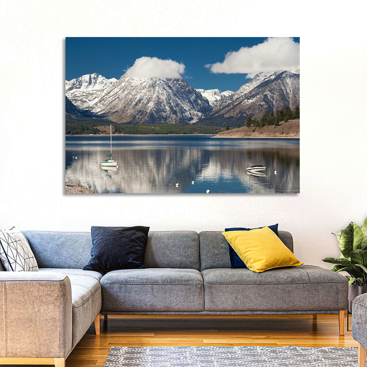 Jenny Lake Reflection Wall Art in a room, landscape