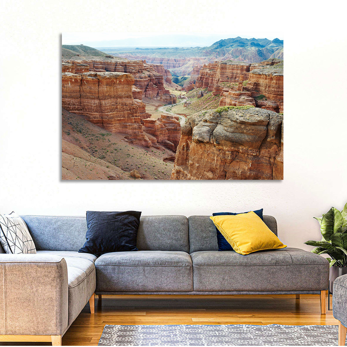 Charyn Canyon Vista Wall Art in a room, landscape