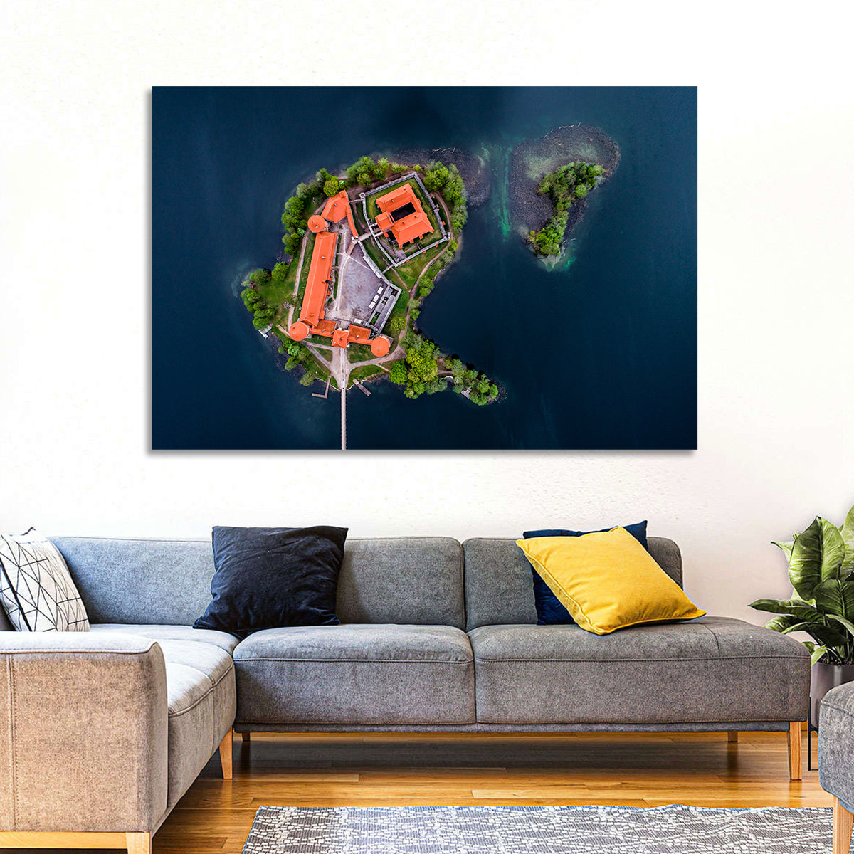 Trakai Island Castle Wall Art in a room, landscape