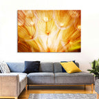 Golden Hour Dandelion Seed Macro Abstract Wall Art