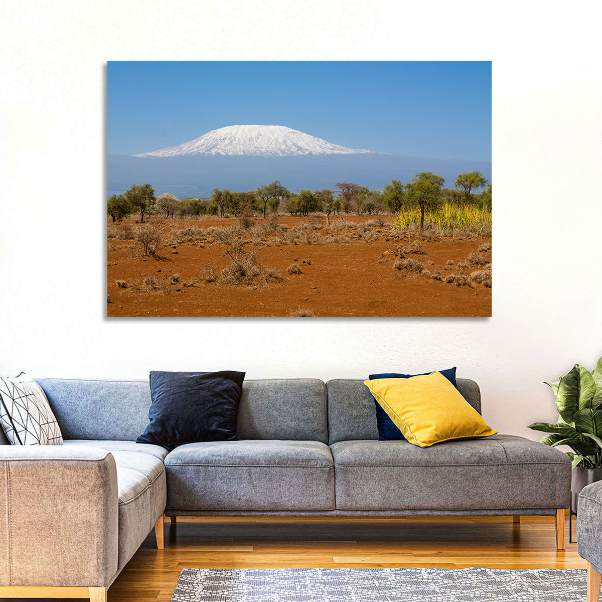 Mount Kilimanjaro Landscape Wall Art in a room, landscape