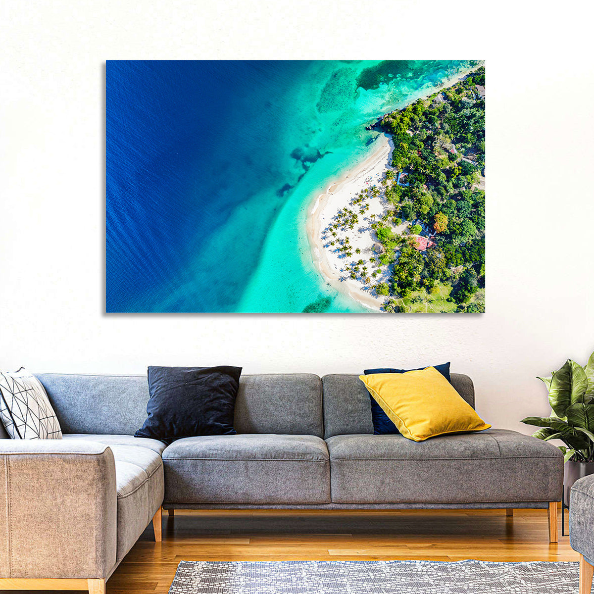 Cayo Levantado Aerial View Wall Art in a room, landscape