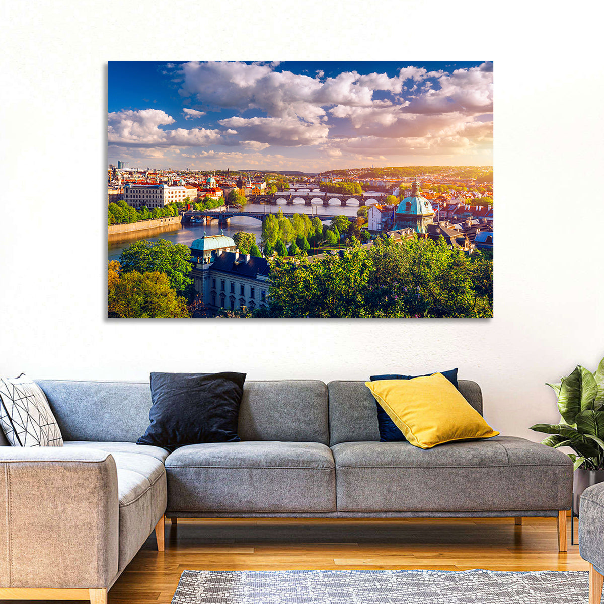 Prague Golden Hour Over Charles Bridge Wall Art