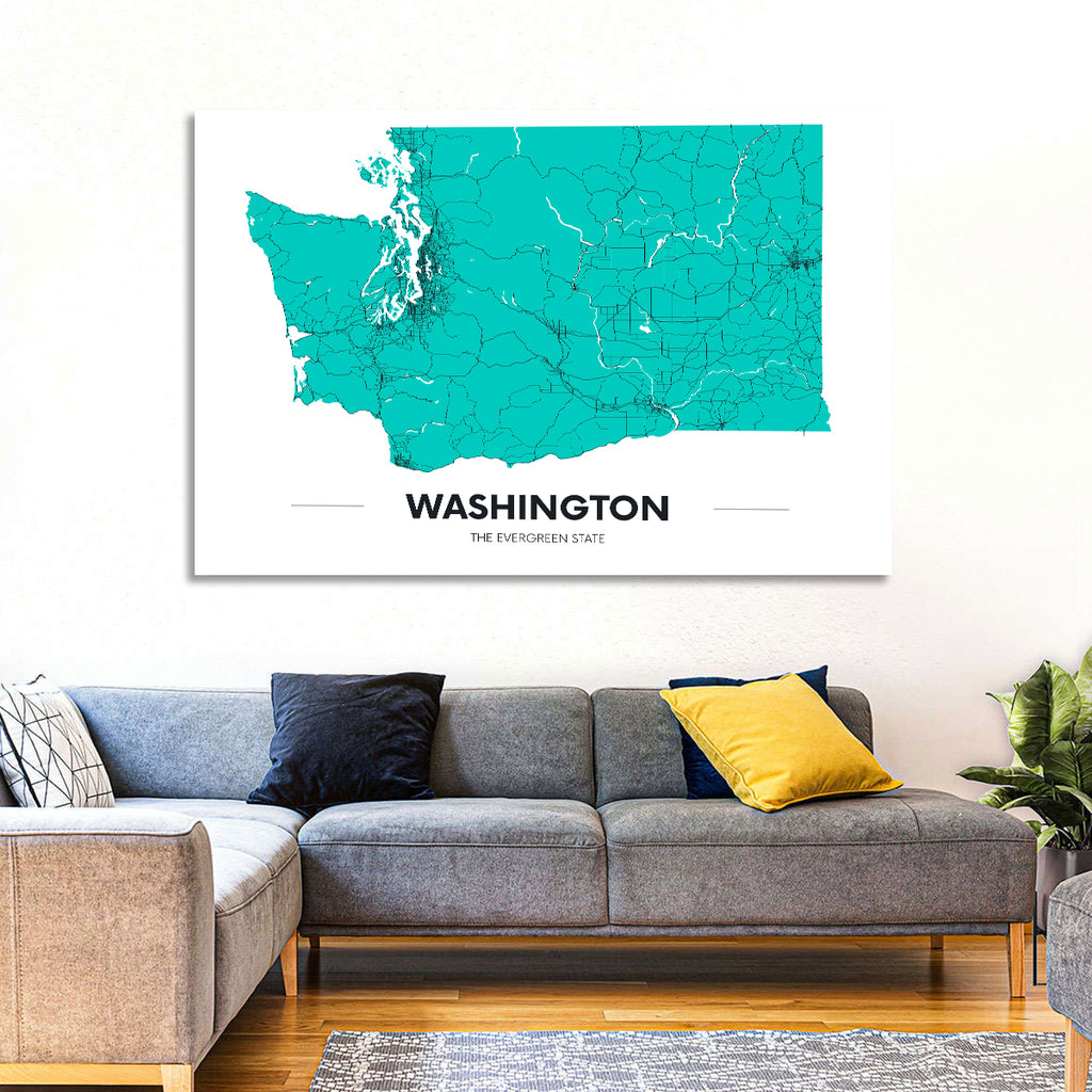 Washington State Minimalist Map Wall Art