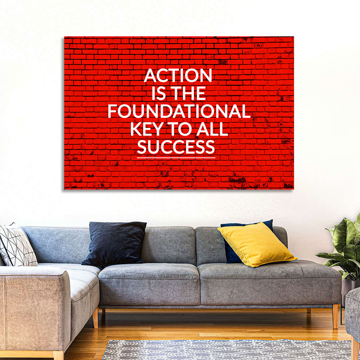 Key to Success on Red Brick Wall Art in a room, landscape