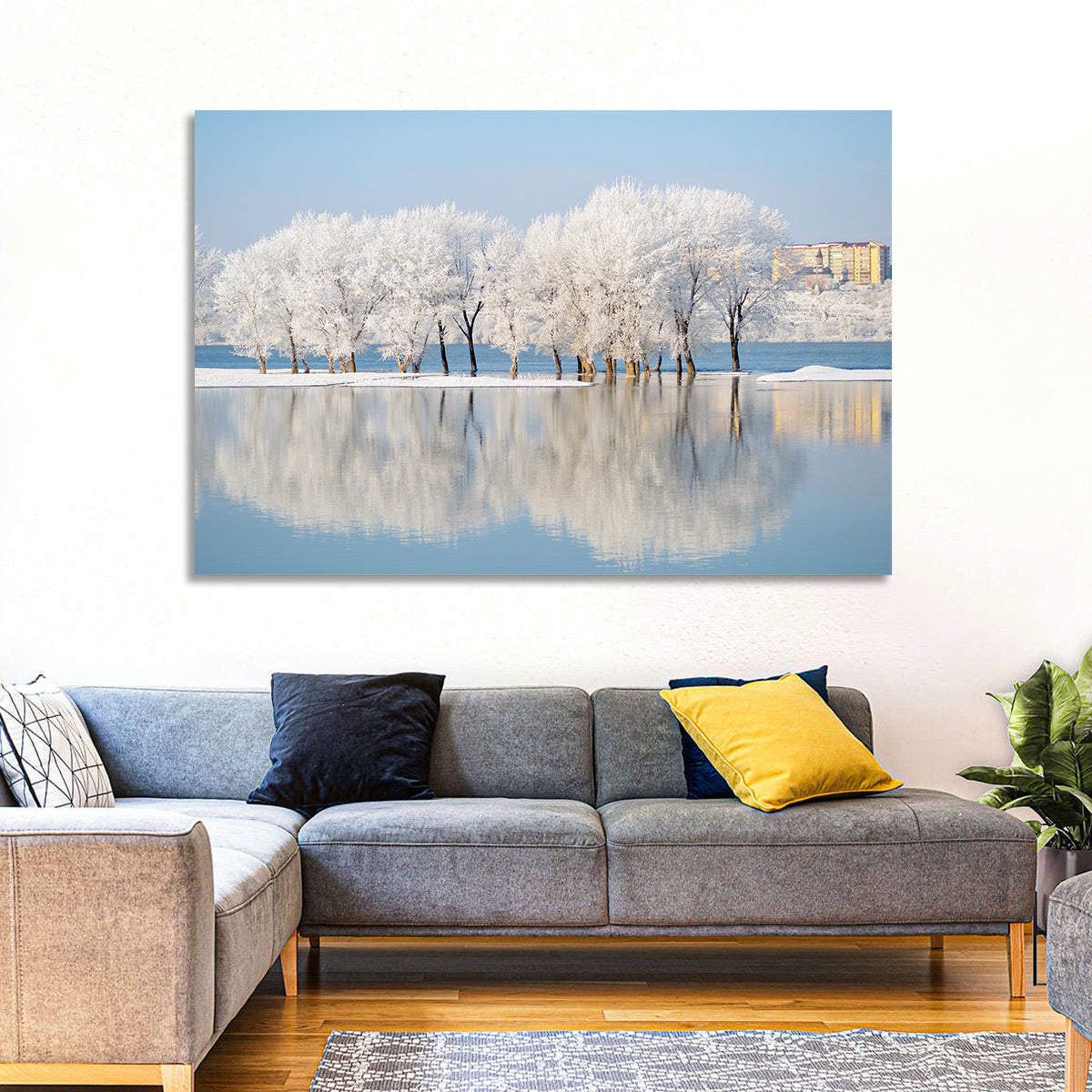 Winter Lake Reflection Wall Art