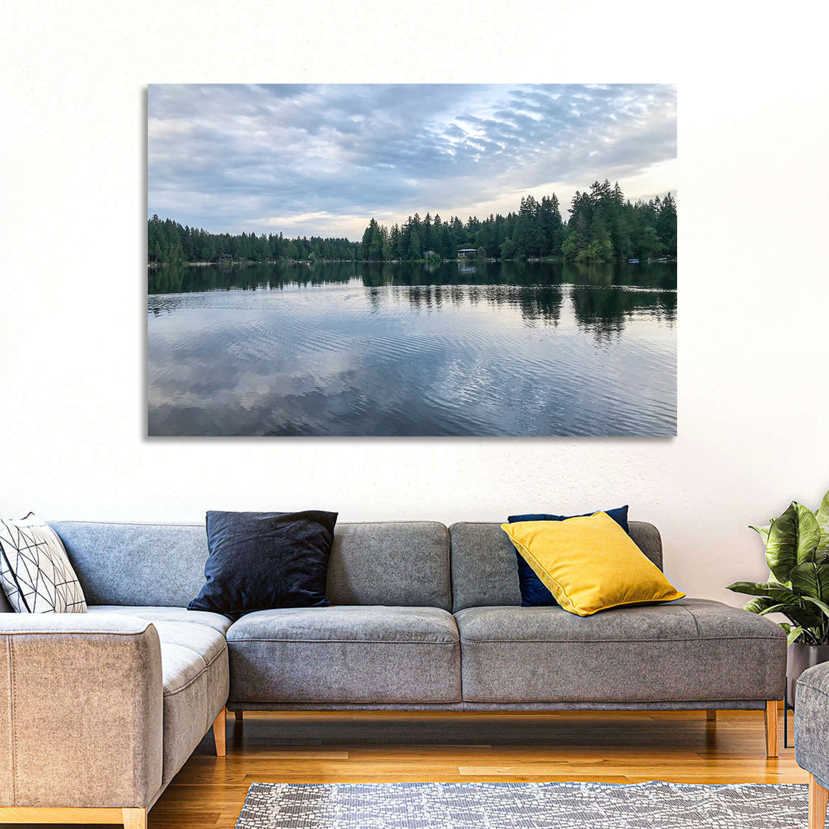 Beaver Lake Park Sunrise Reflection Wall Art in a room, landscape