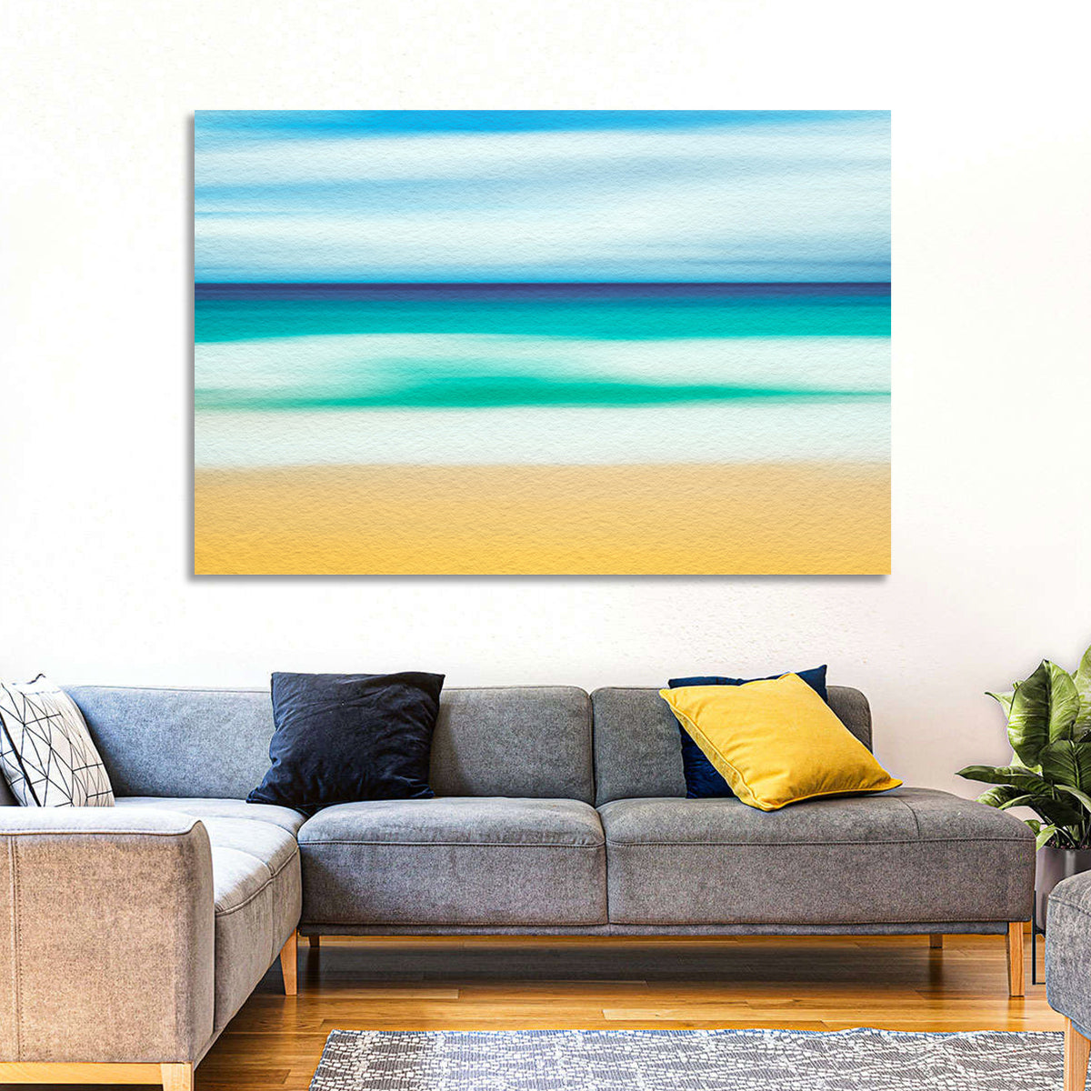 Sand and Surf Abstraction Wall Art in a room, landscape