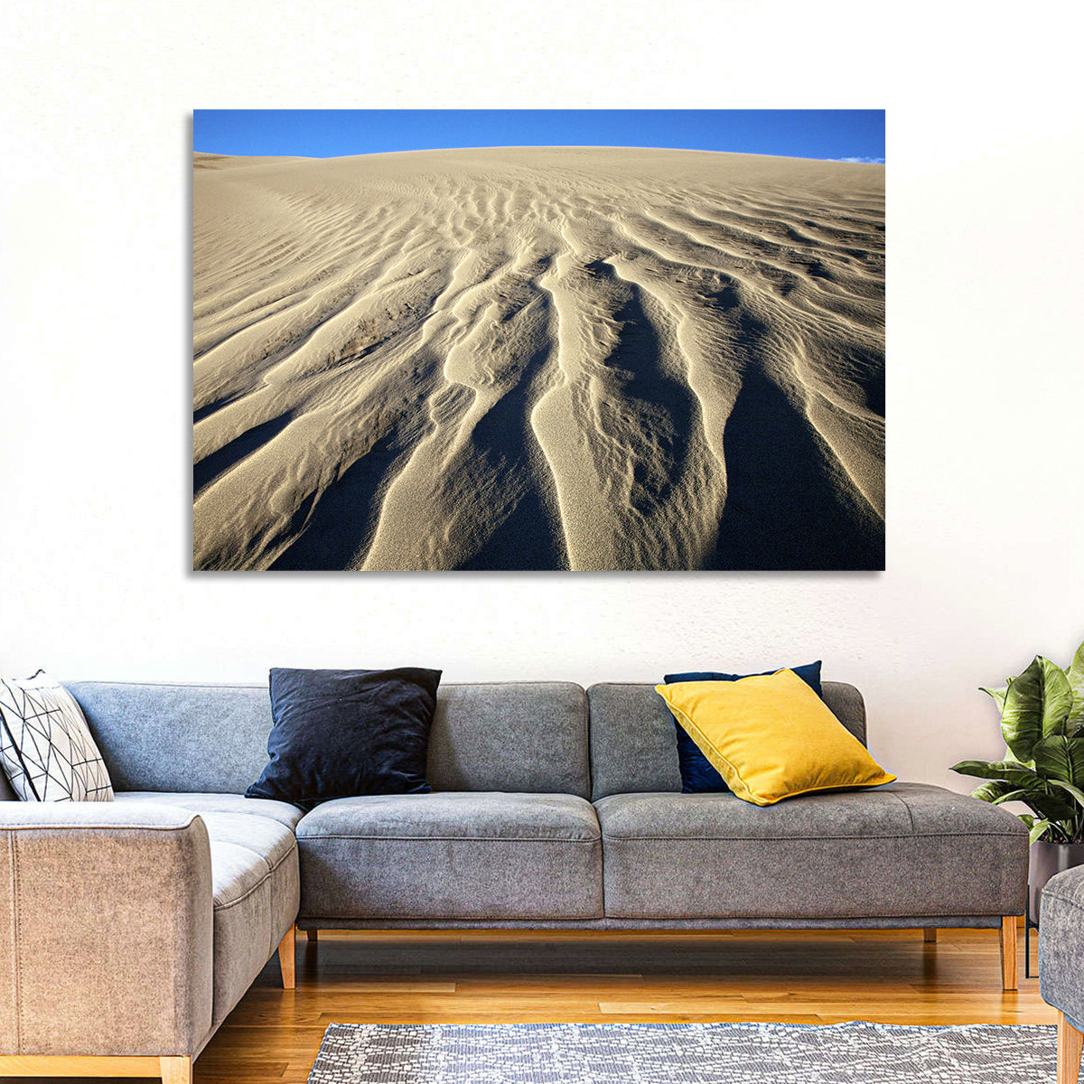 Endless Rippled Sand Dunes Wall Art in a room, landscape