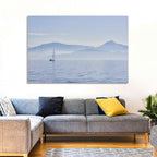 Sailboat and Misty Mountains Wall Art