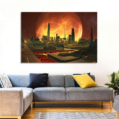 Futuristic Aliens City Wall Art