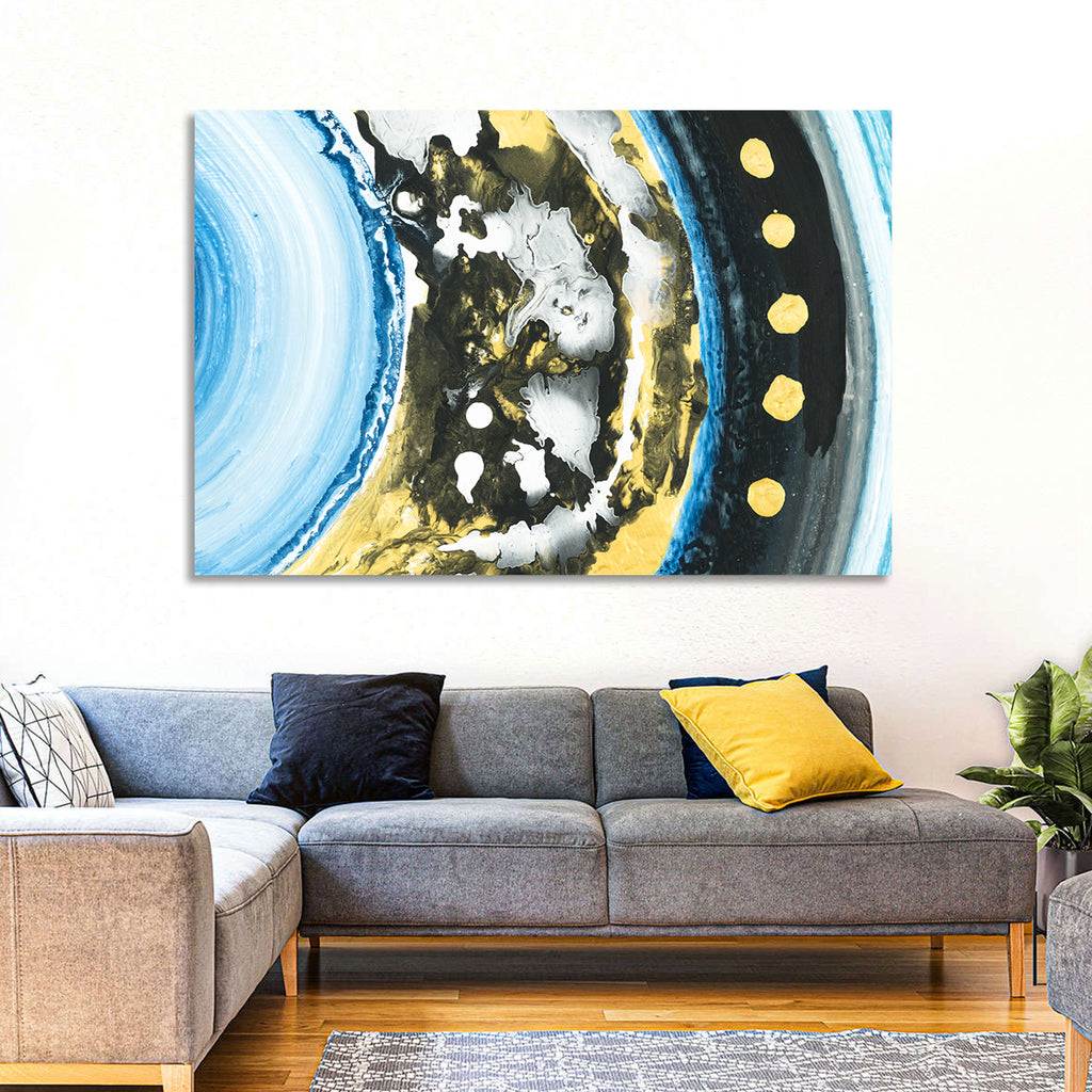 Planet Rings in Blue and Gold Wall Art