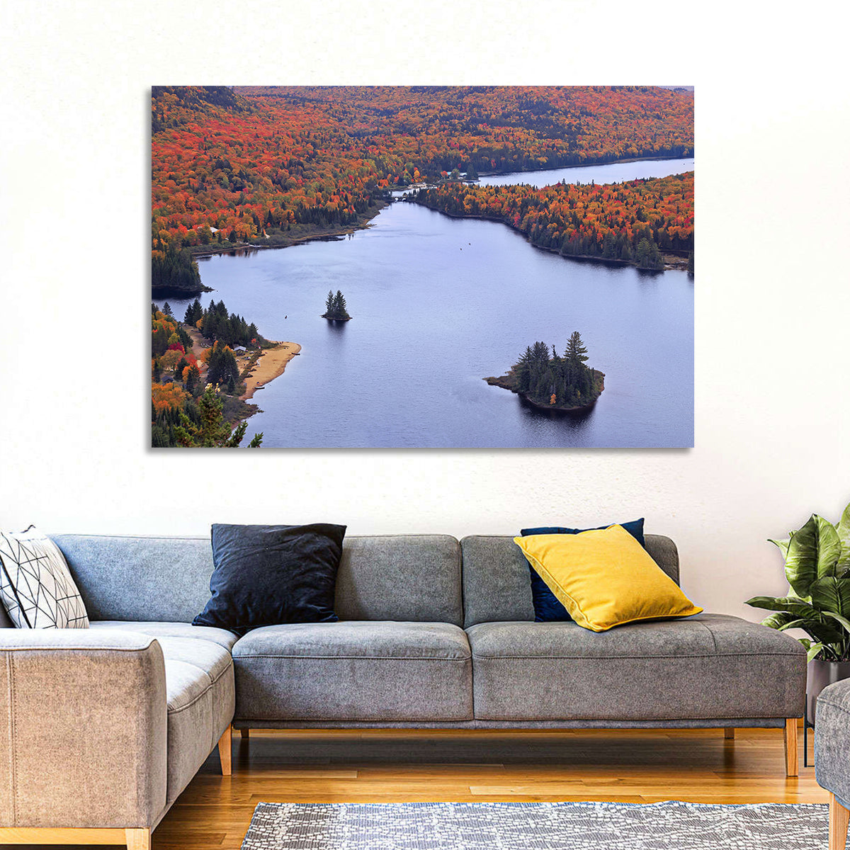 Lake Monroe Aerial with Islands Wall Art in a room, landscape