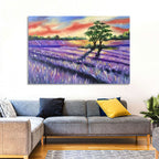 Lavender Field at Sunset Wall Art