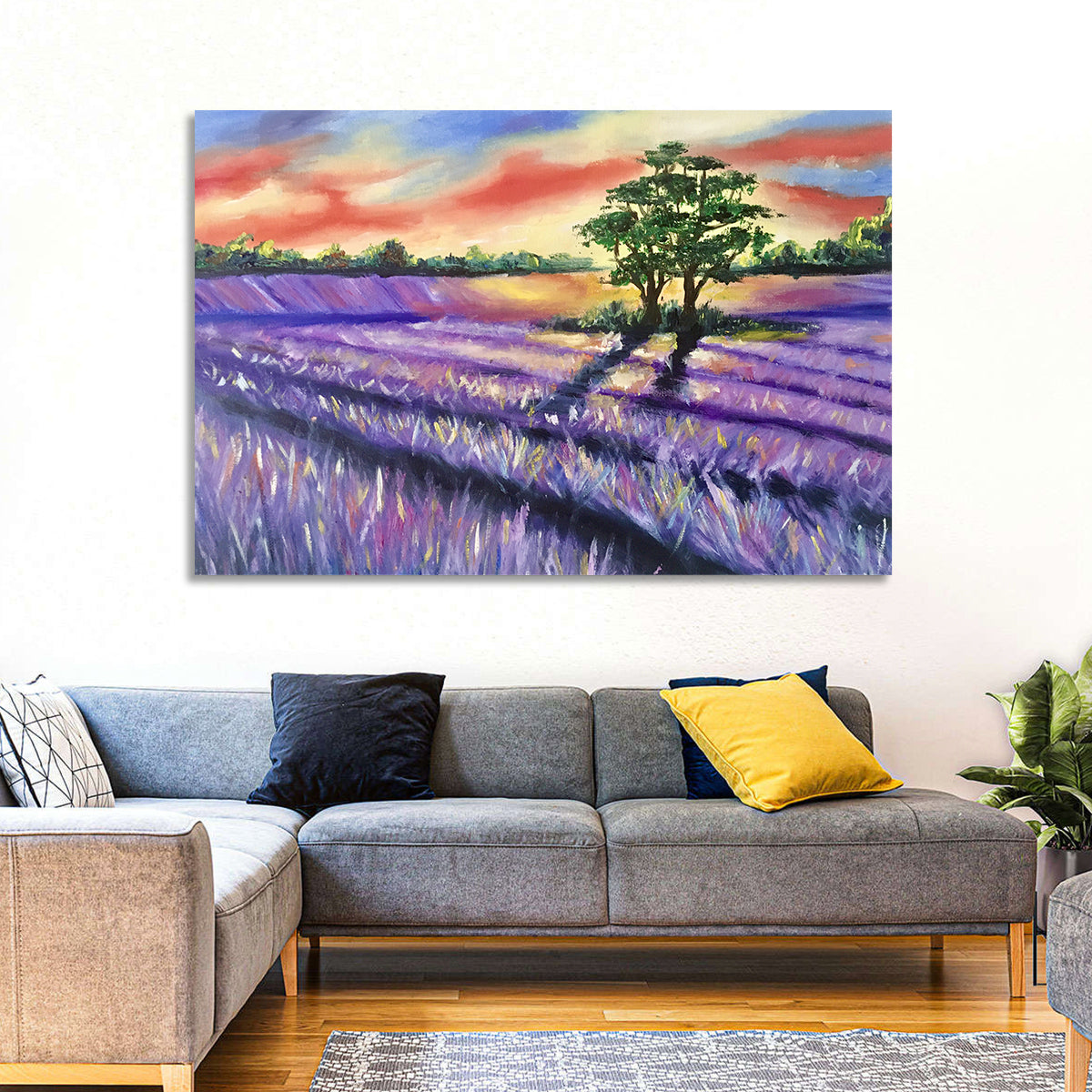 Lavender Field at Sunset Wall Art