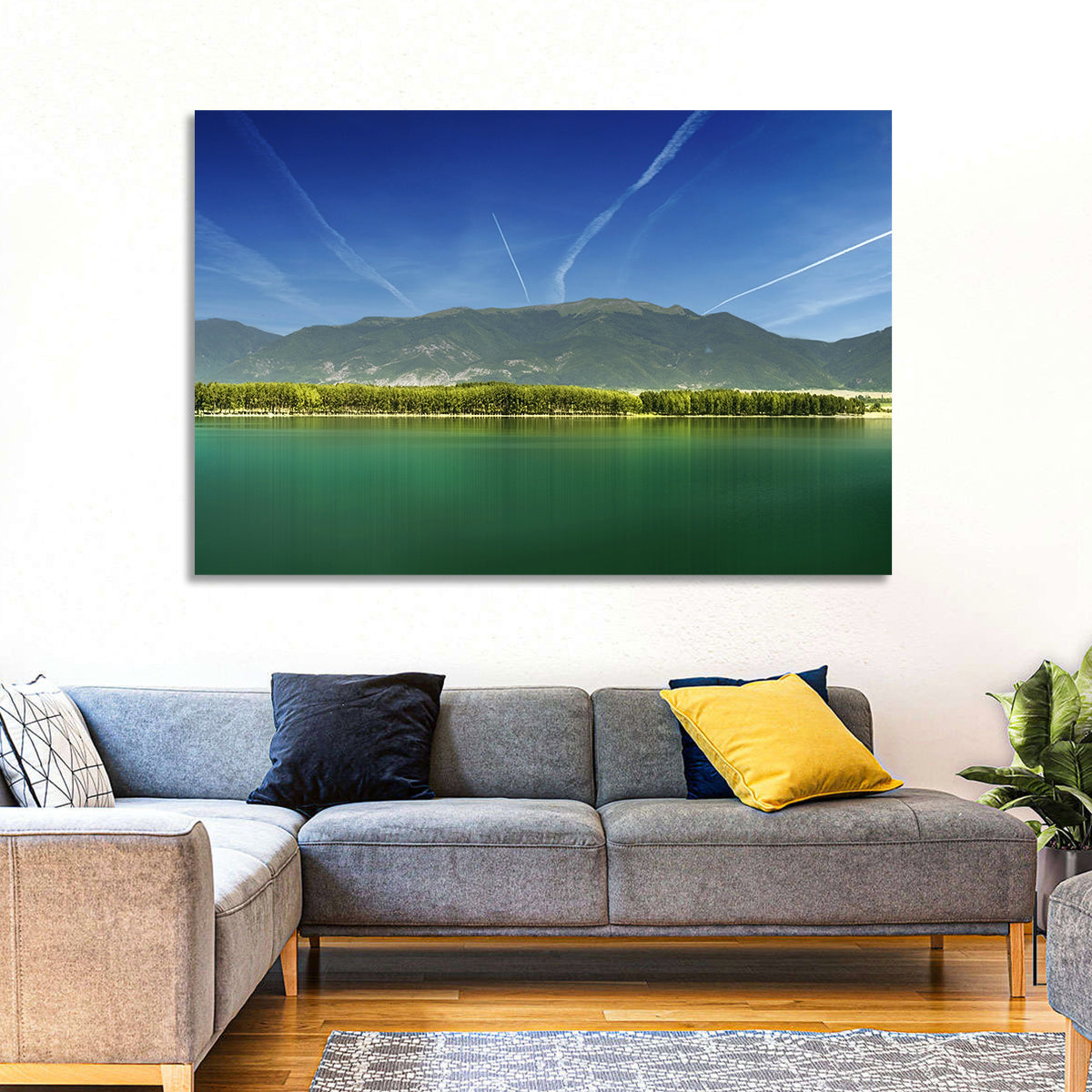 Koprinka Dam Reflections Wall Art in a room, landscape