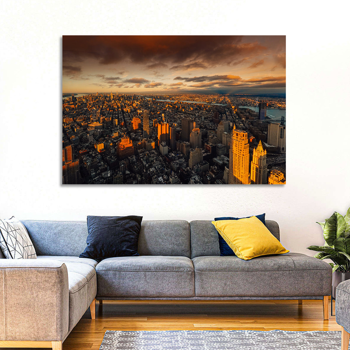 South Manhattan Sunset Skyline Wall Art