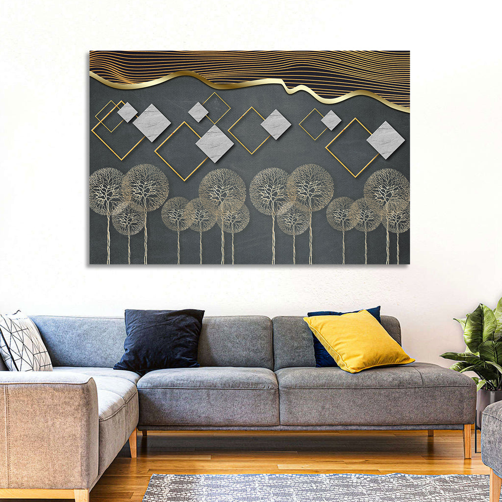 Gray and Gold Dandelion Wall Art