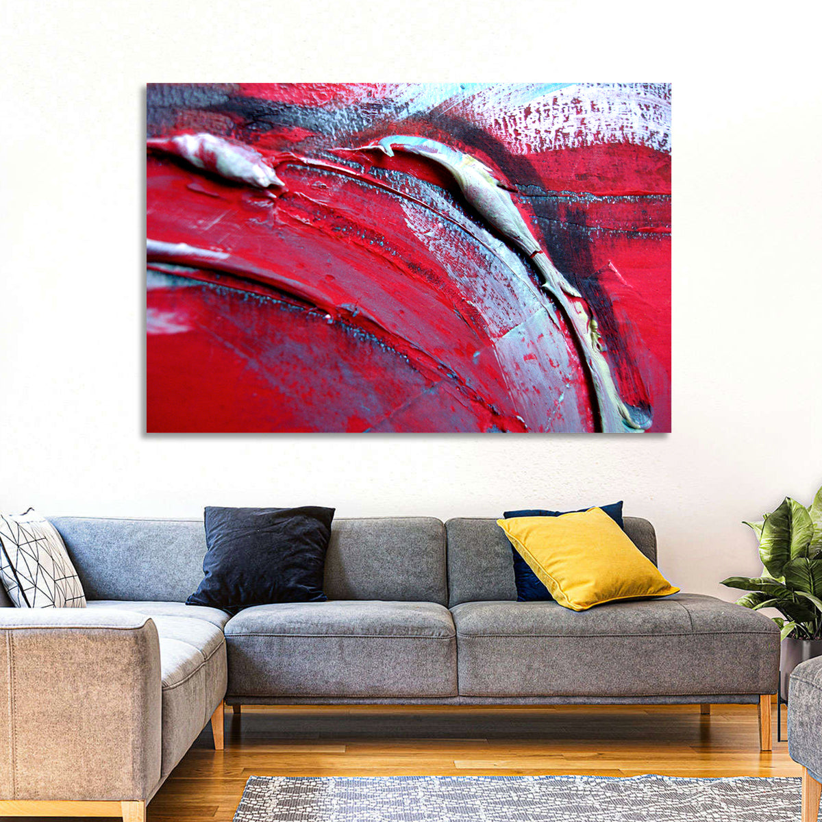 Crimson Impasto Motion Wall Art