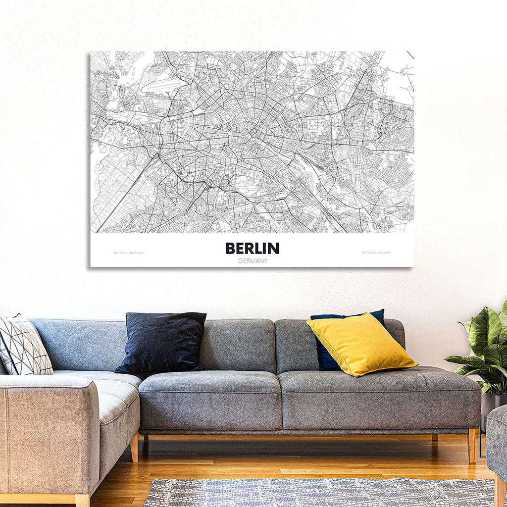 Berlin Street Network Map Wall Art