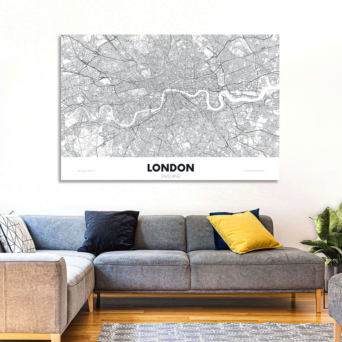 London River Map Wall Art in a room, landscape