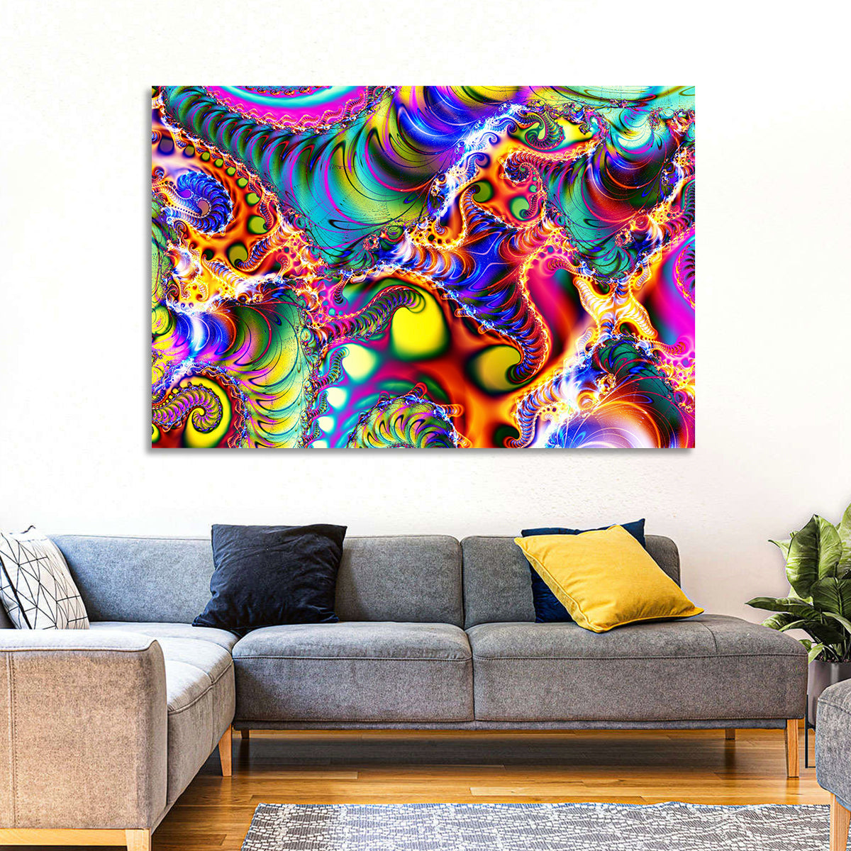 Chromatic Fractal Swirls Wall Art