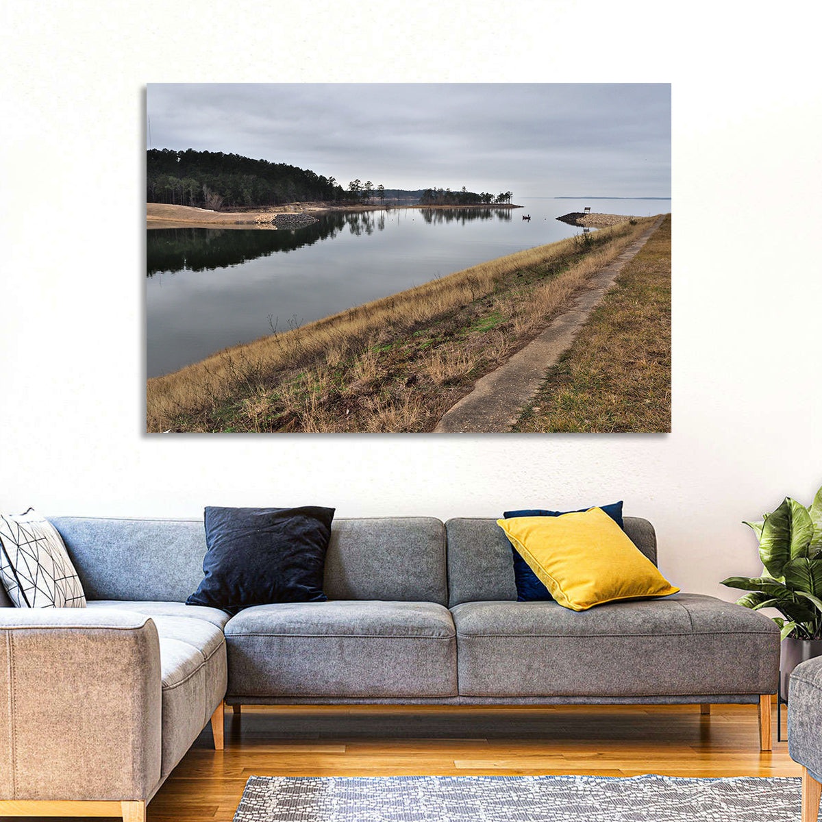 Sam Rayburn Dam Wall Art in a room, landscape
