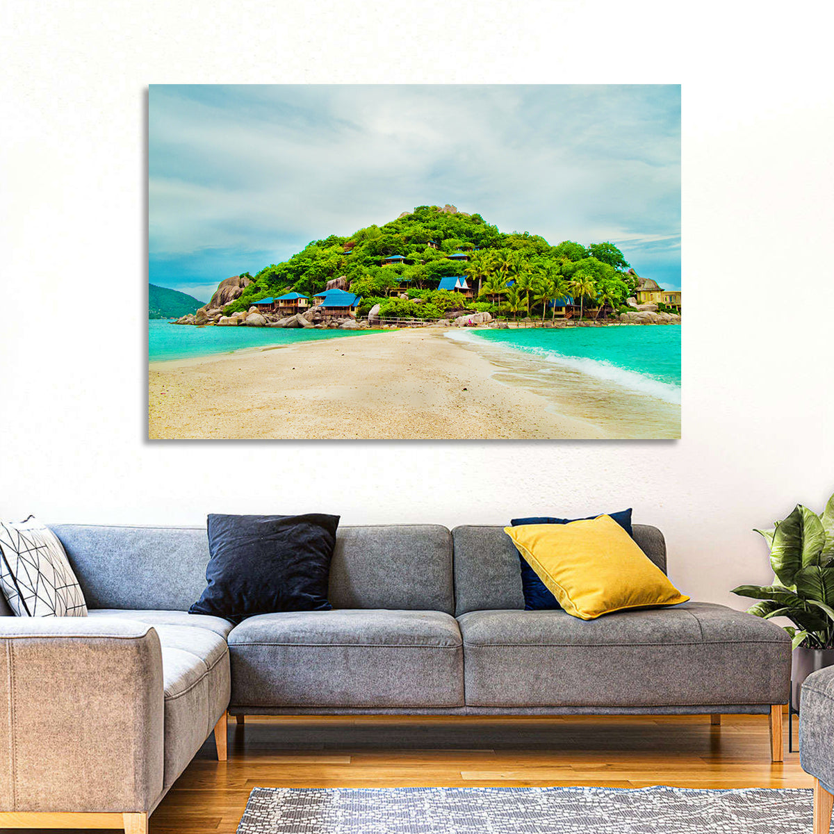 Koh Nang Yuan Sandbar Island Beach Wall Art in a room, landscape