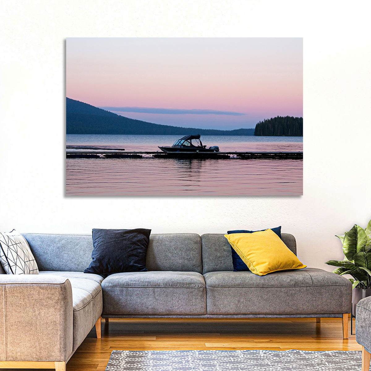 Odell Lake Dock at Twilight Wall Art in a room, landscape