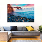 Goðafoss Waterfall at Sunset Wall Art