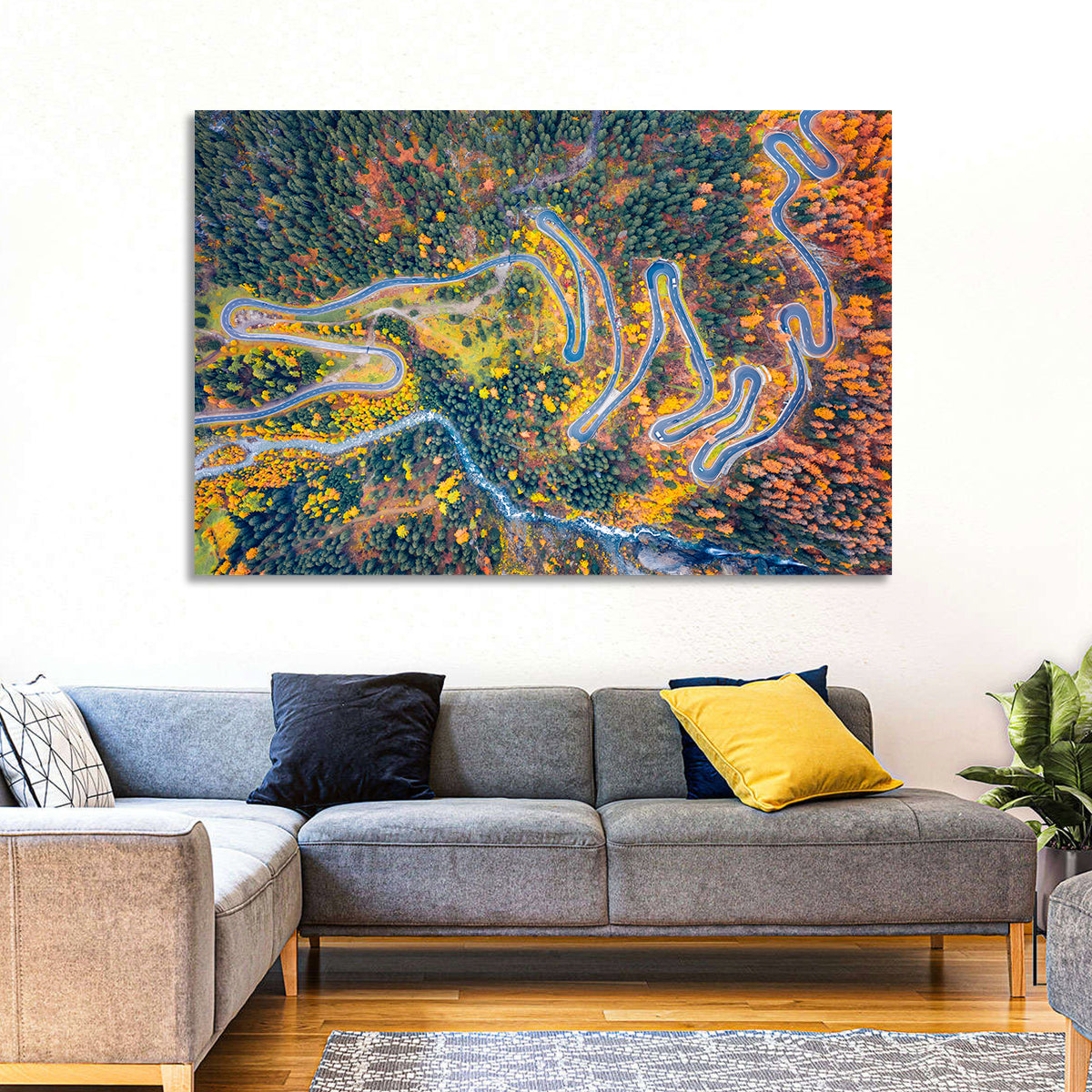 Maloya Pass Aerial View Wall Art in a room, landscape