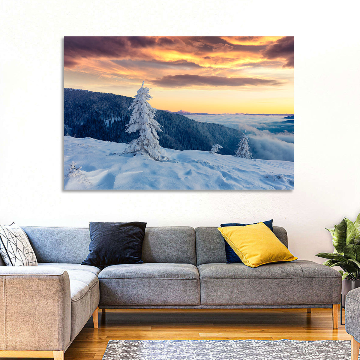 Carpathian Sunrise Wall Art in a room, landscape