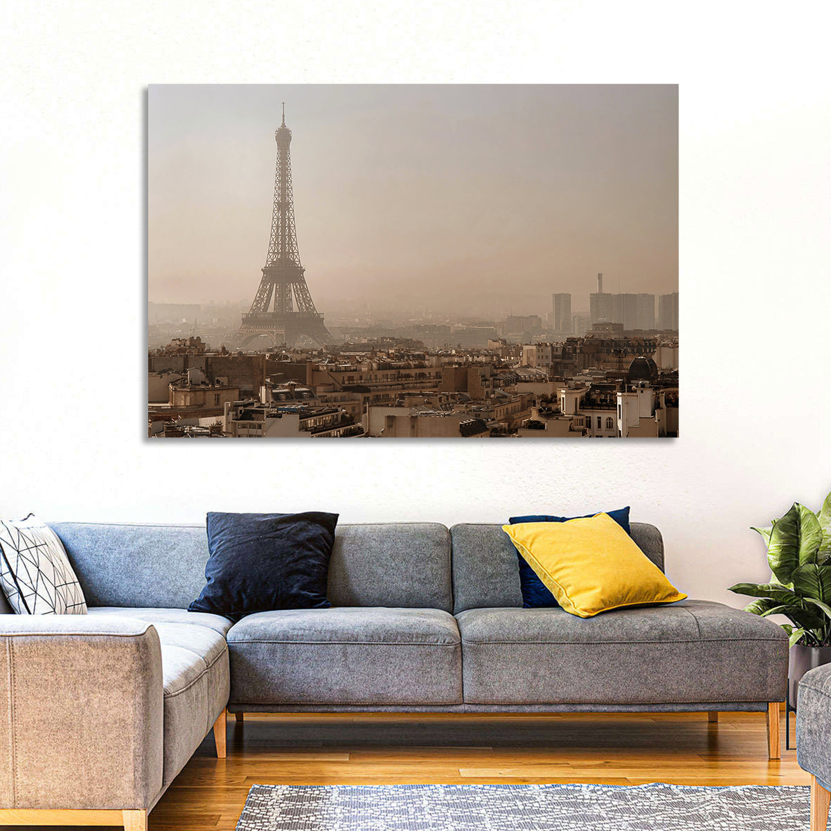 Eiffel Tower Over Paris Rooftops Wall Art