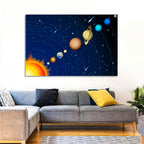 Diagonal Solar System Illustration Wall Art