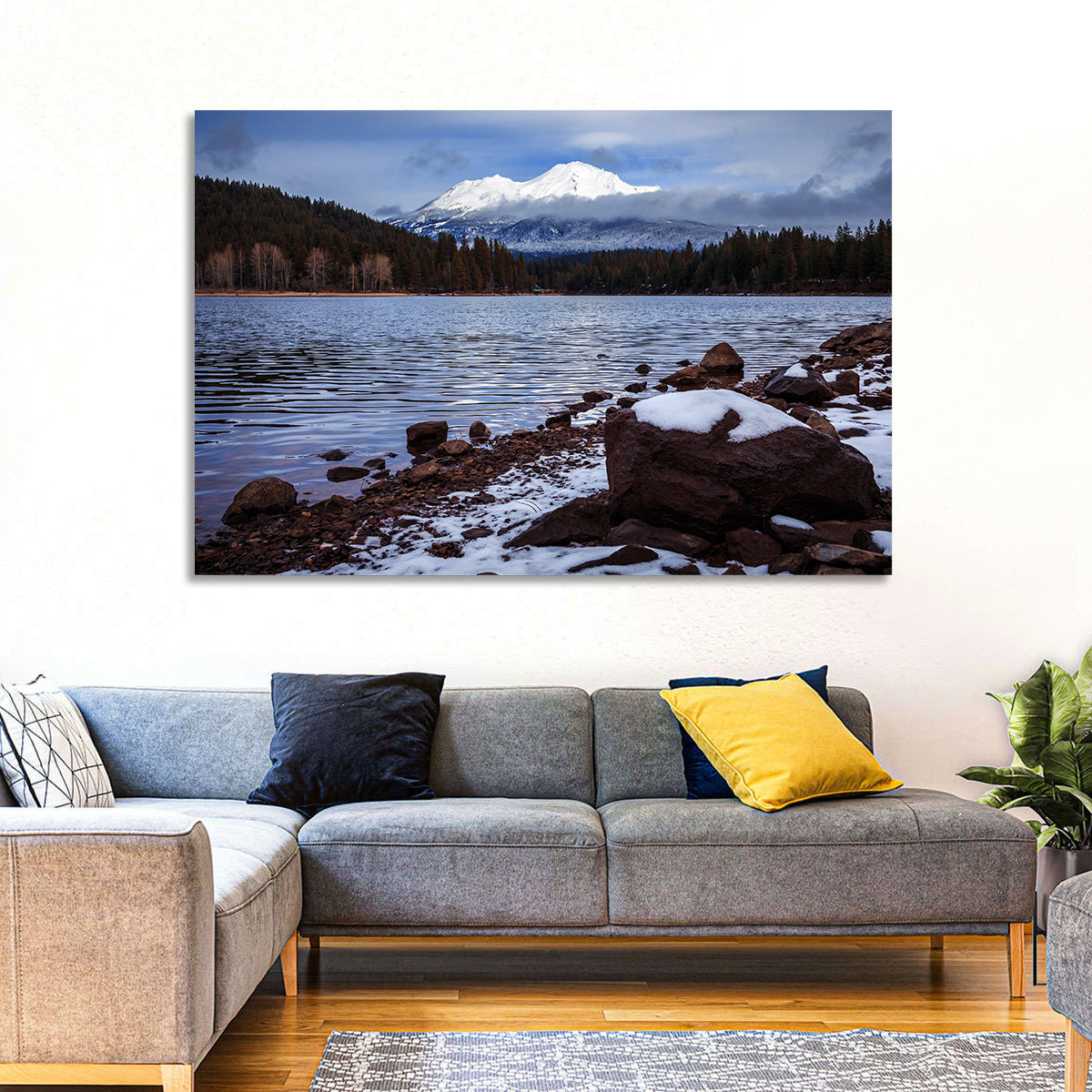 Mount Shasta and Lake Siskiyou Wall Art in a room, landscape